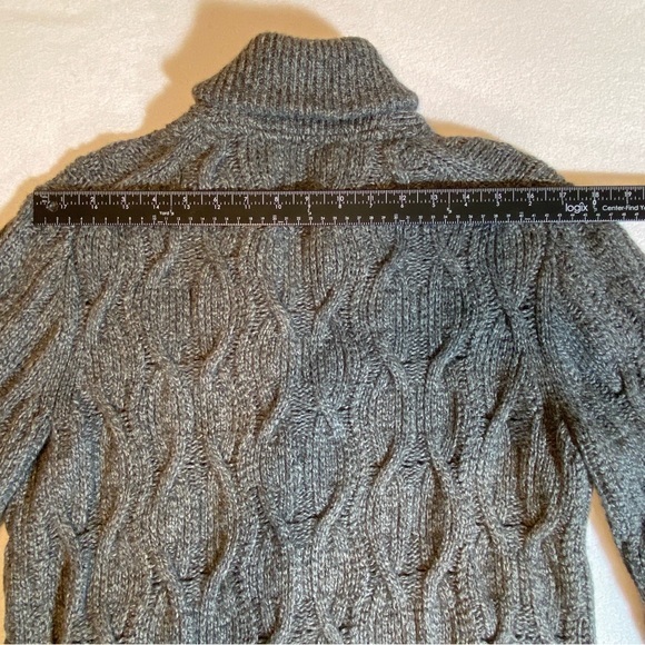 Banana Republic Shawl Cardigan Merino Wool Blend Cable Chunky Knit Gray Men Sz S - Picture 16 of 16